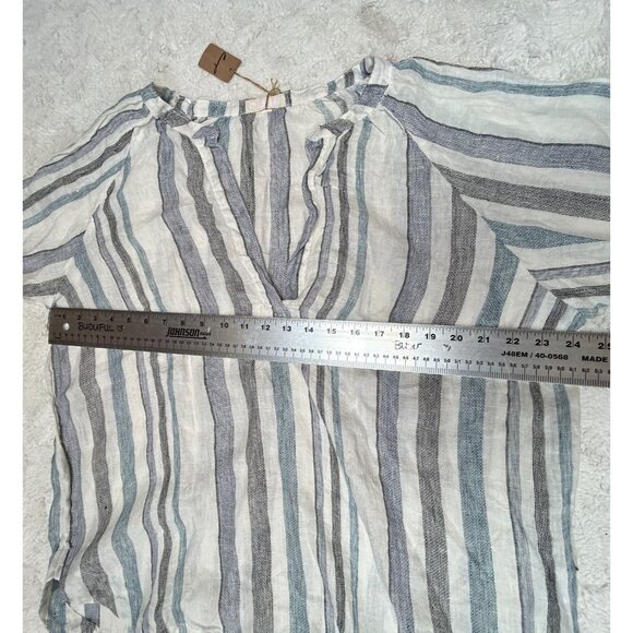 CP Shades Women's Livia Linen Popover Top Medium Deep V-Neck Long Sleeve New - Picture 7 of 9